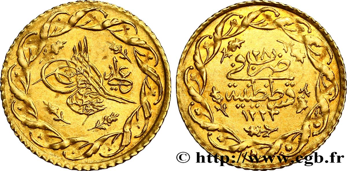 TURQUIE 1 Cedid Mahmudiye Mahmud II AH 1223 An 28 1834 Constantinople TTB+ 