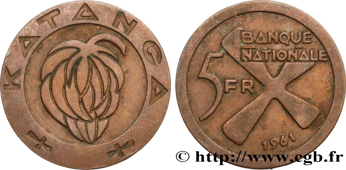 KATANGA 5 Francs 1961  TTB 