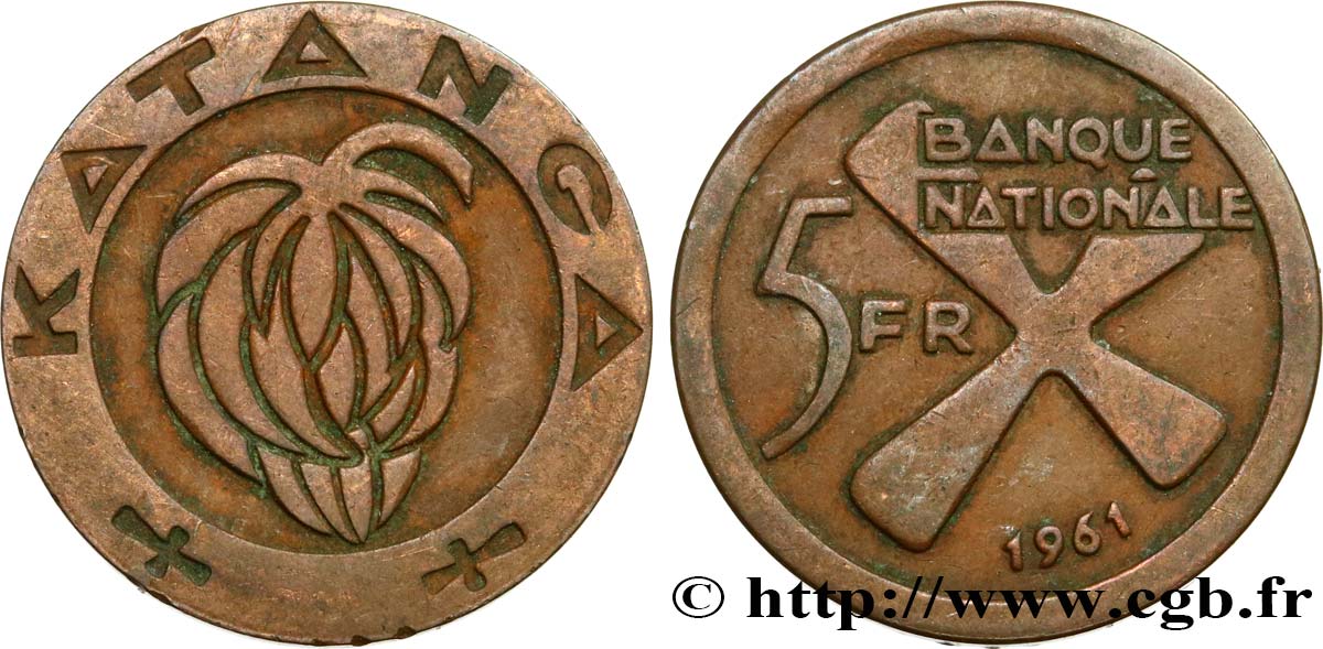 KATANGA 5 Francs 1961  MBC 