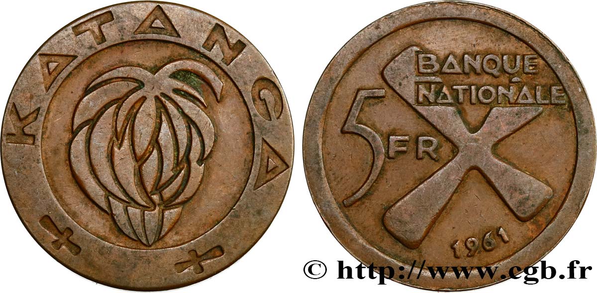 KATANGA 5 Francs 1961  TTB 