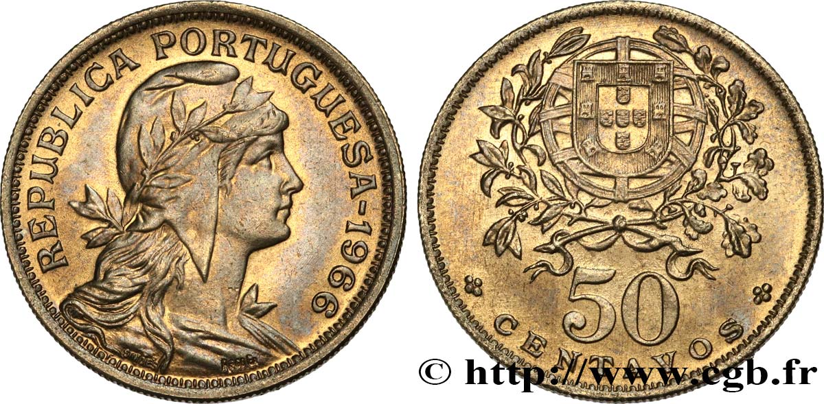 PORTUGAL 50 Centavos 1966  MS 