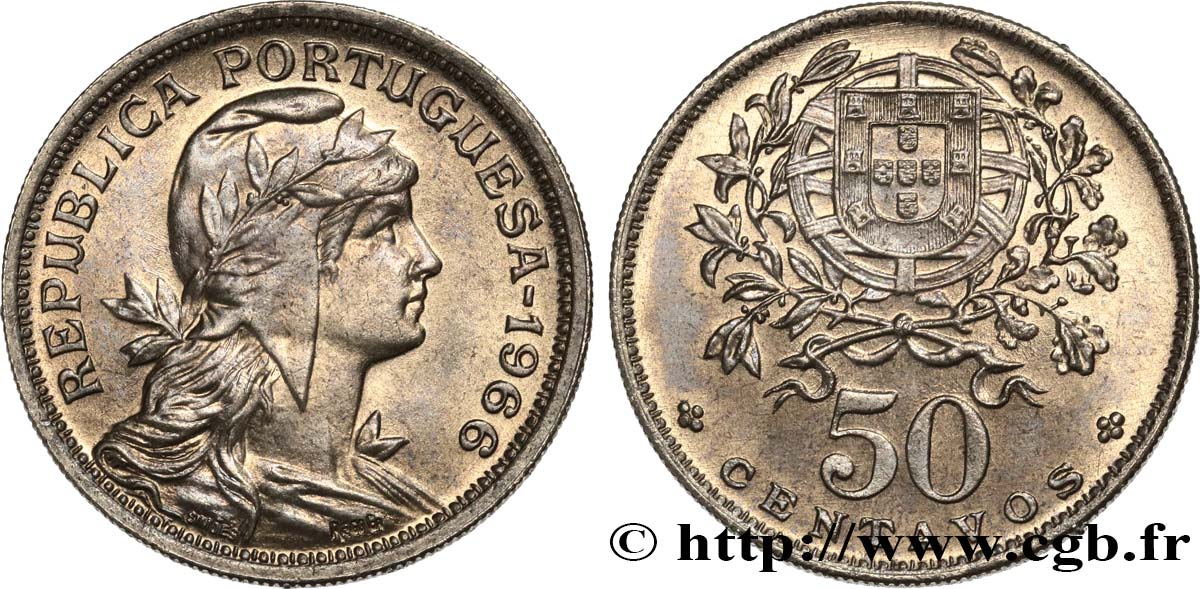 PORTUGAL 50 Centavos 1966  MS 