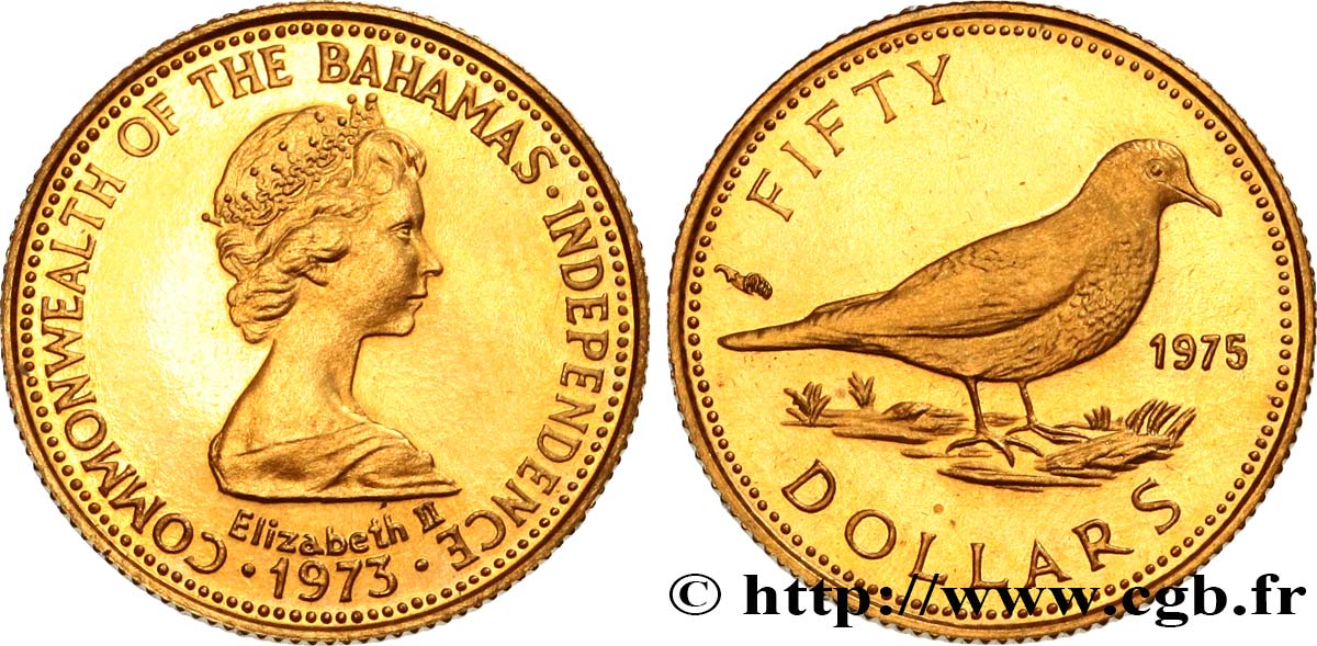 BAHAMAS 50 Dollars Proof Elisabeth II 1975  MS 