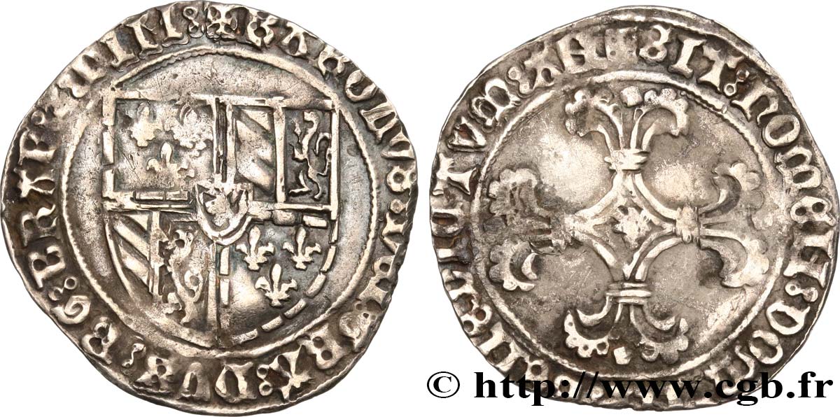 BURGUNDIAN NETHERLANDS - DUCHY OF BRABANT - CHARLES THE BOLD Double patard n.d. Louvain VF 