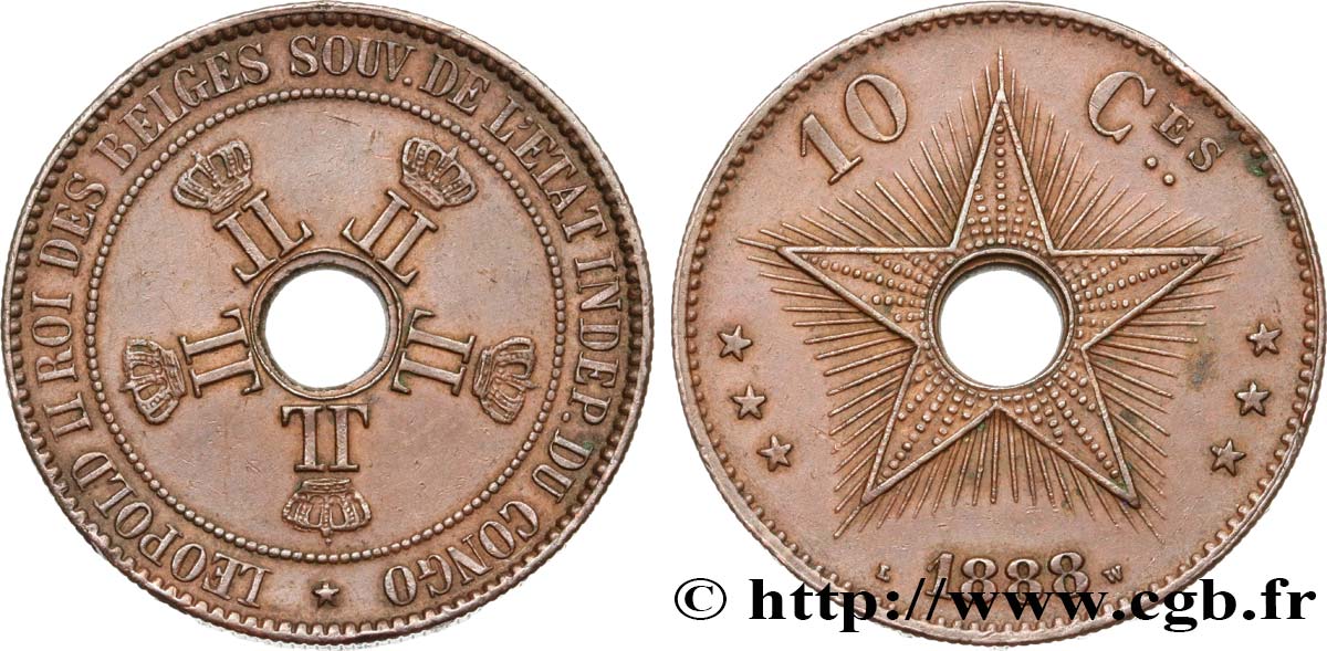 CONGO - STATO LIBERO DEL CONGO 10 Centimes 1888  q.SPL 