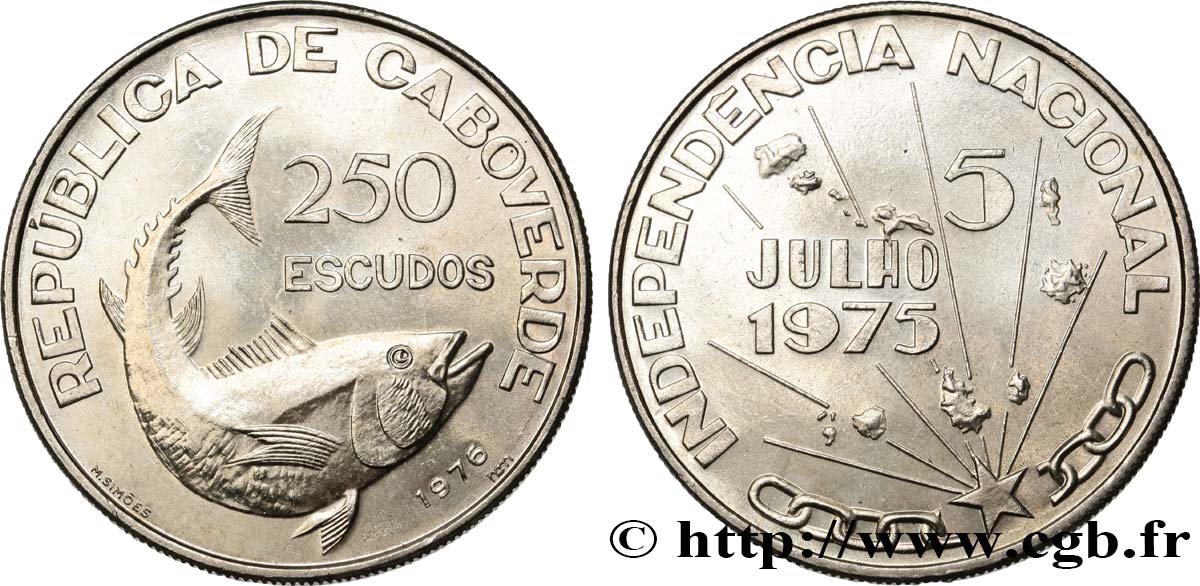 CAPO VERDE 250 Escudos 1er anniversaire de l’indépendance 1976  MS 