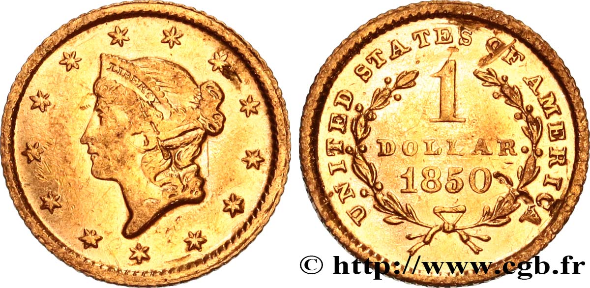 ÉTATS-UNIS D AMÉRIQUE 1 Dollar  Liberty head  1er type 1850 Philadelphie fVZ 