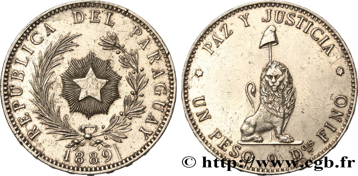 PARAGUAY Peso 1889  TTB+ 