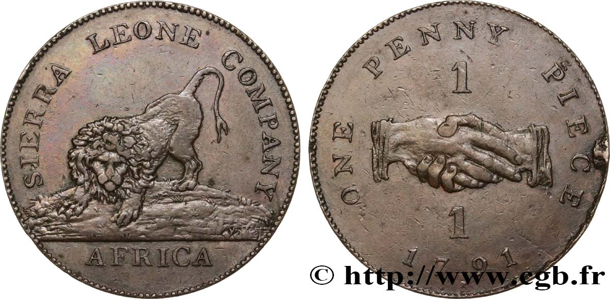 SIERRA LEONA 1 Penny Sierra Leone Company 1791  MBC+ 