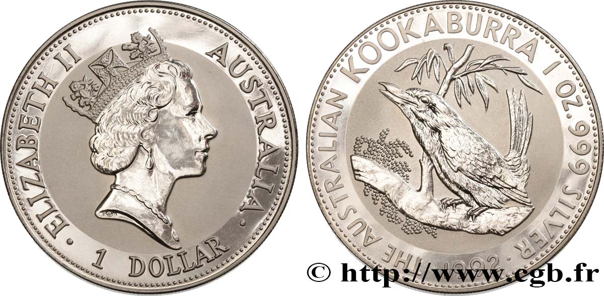 AUSTRALIA 1 Dollar kookaburra Proof  1992  MS 