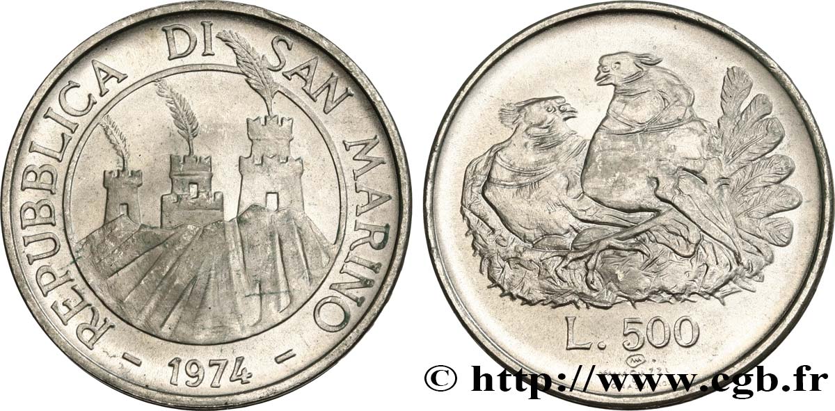 SAN MARINO 500 Lire 1974 Rome MS 