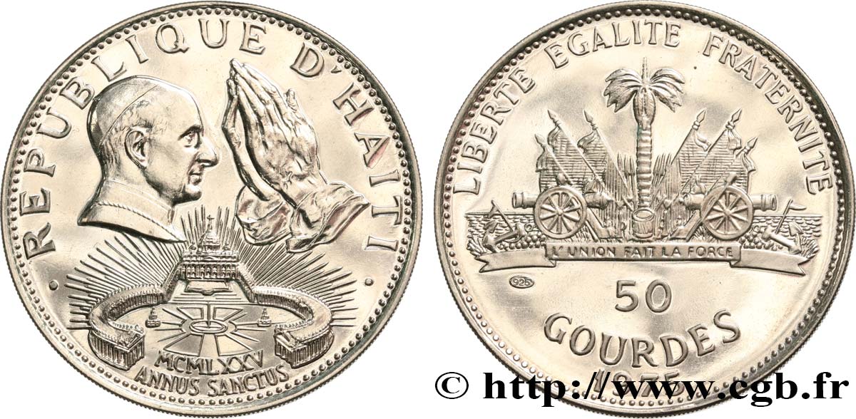 HAÏTI 50 Gourdes Proof Paul VI 1975  SPL 