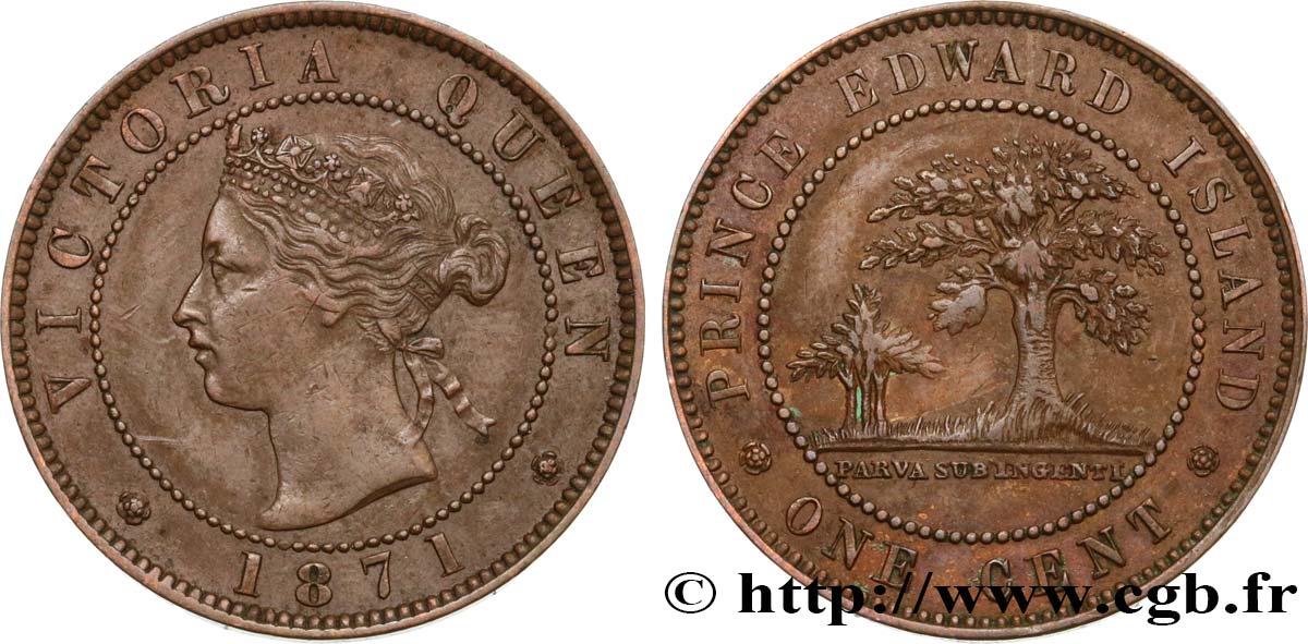CANADA 1 Cent île du Prince Edouard Victoria 1871  TTB+ 