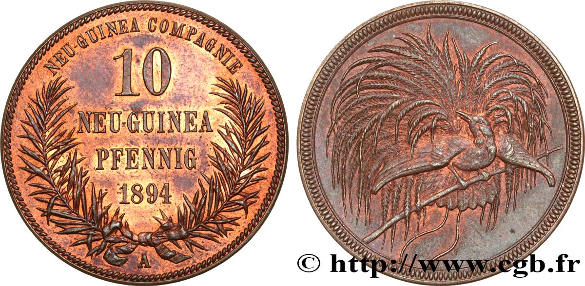 ALLEMAGNE - NOUVELLE-GUINÉE ALLEMANDE 10 Neu-Guinea Pfennig 1894 Berlin SPL 