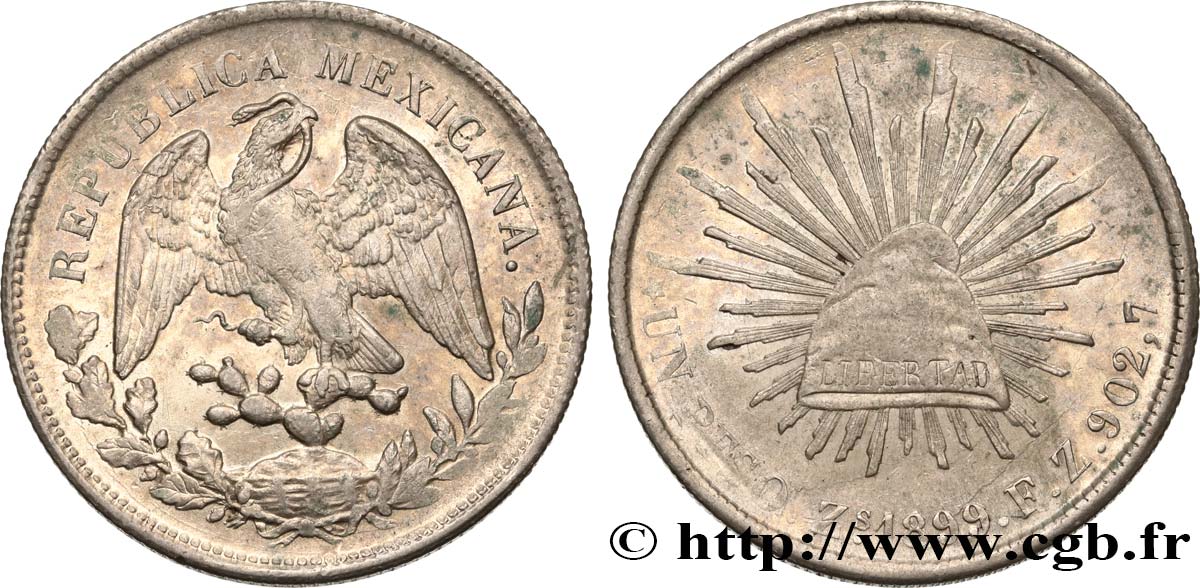 MEXICO Peso 1899 Zacatecas AU 