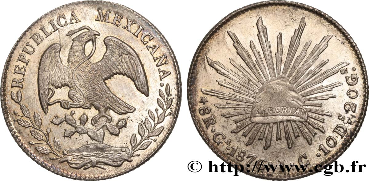 MEXICO - REPUBLIC 8 Reales 1876 Guadalajara MS 