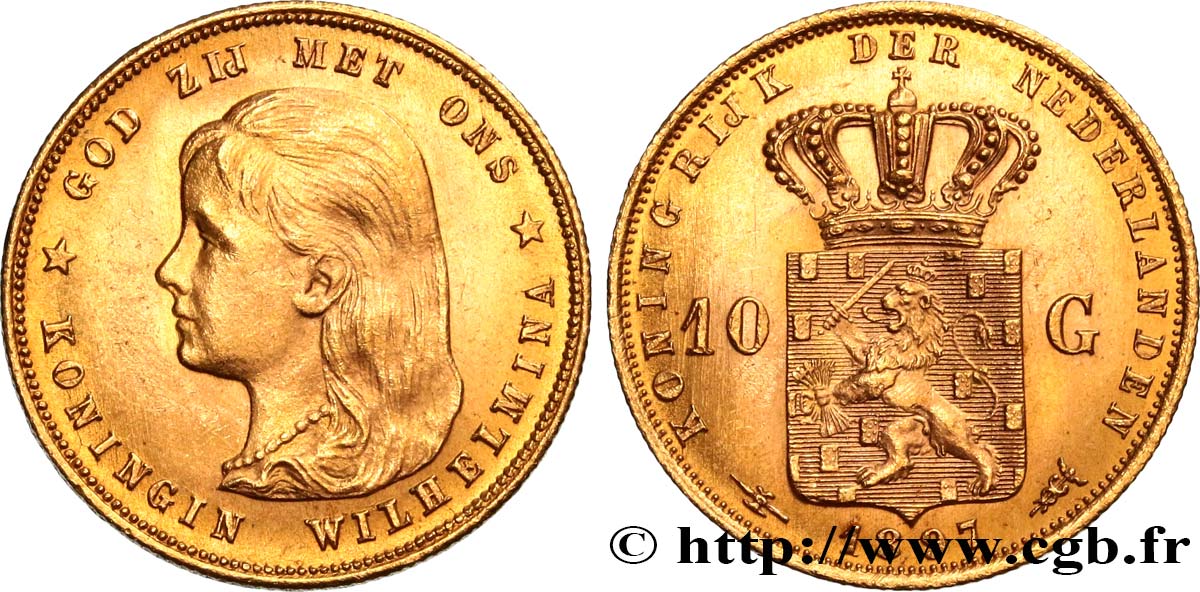 PAESI BASSI 10 Gulden Wilhelmina 1897 Utrecht SPL 