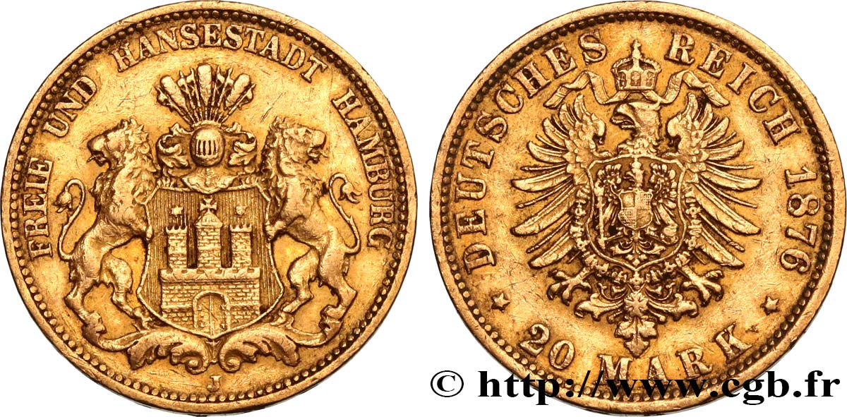 GERMANIA - LIBERA CITTA DE AMBURGO 20 Mark 1876 Hambourg BB 