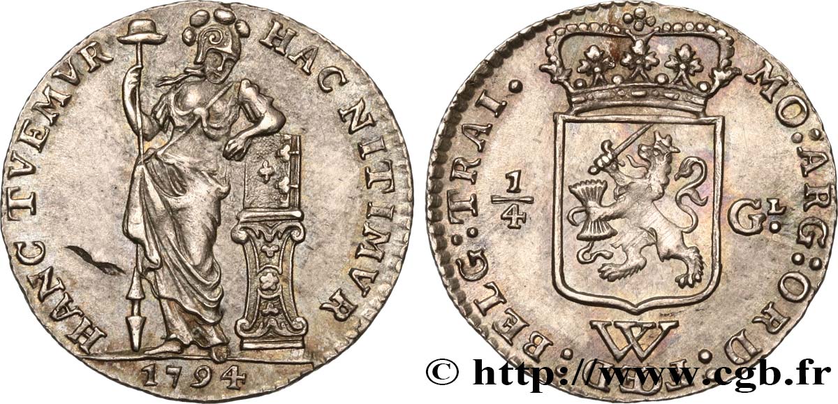 ANTILLES NÉERLANDAISES 1/4 Gulden 1794 Utrecht SPL 
