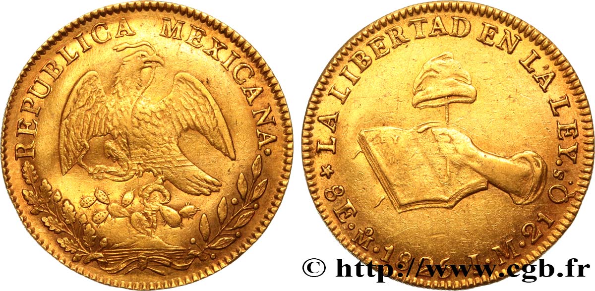 MEXICO - REPUBLIC 8 Escudos 1825 Mexico MBC 