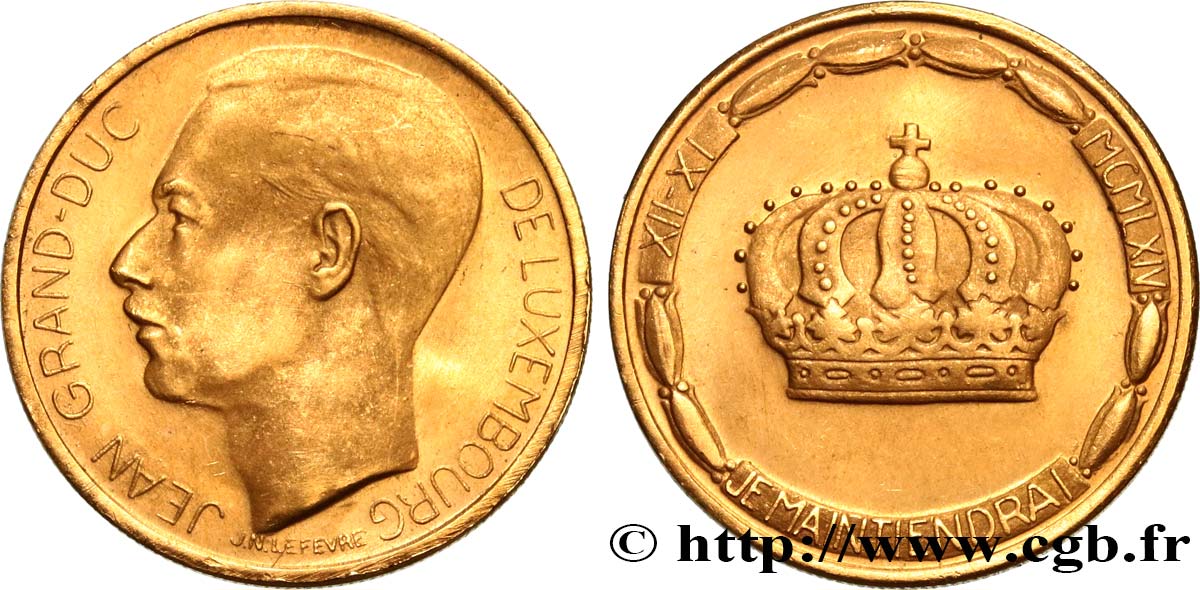 LUXEMBOURG 20 Francs Grand-Duc Jean 1964  SPL 