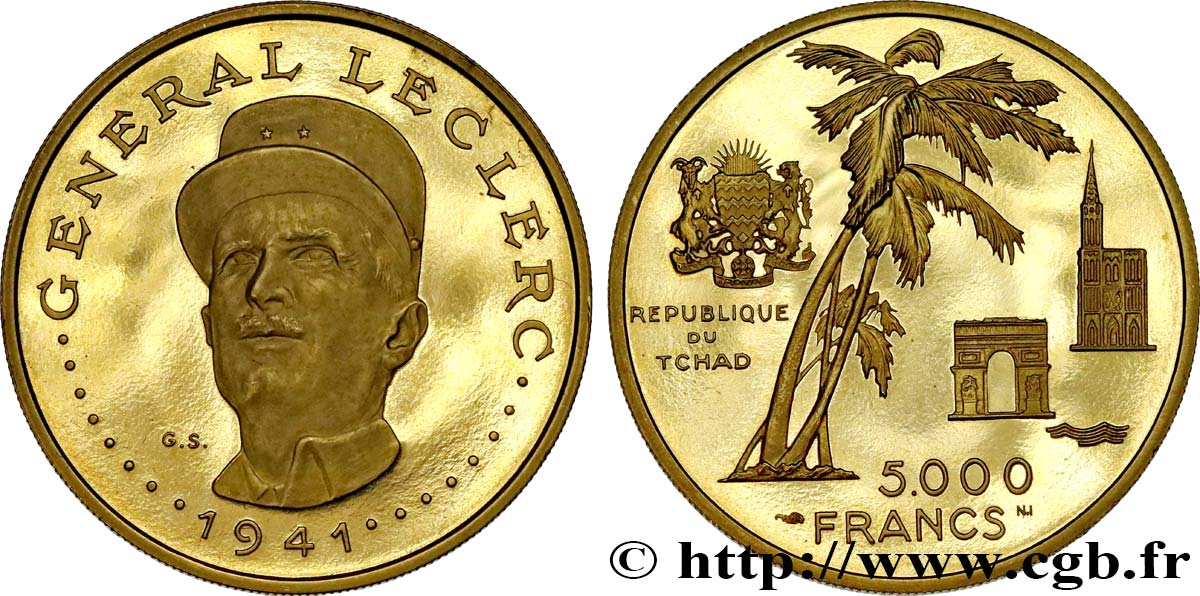 TCHAD 5000 Francs, 10e anniversaire de l’indépendance 1970 Paris SPL 