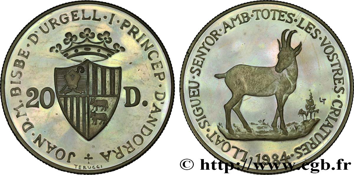 ANDORRA 20 Diners Proof chamois 1984  MS 