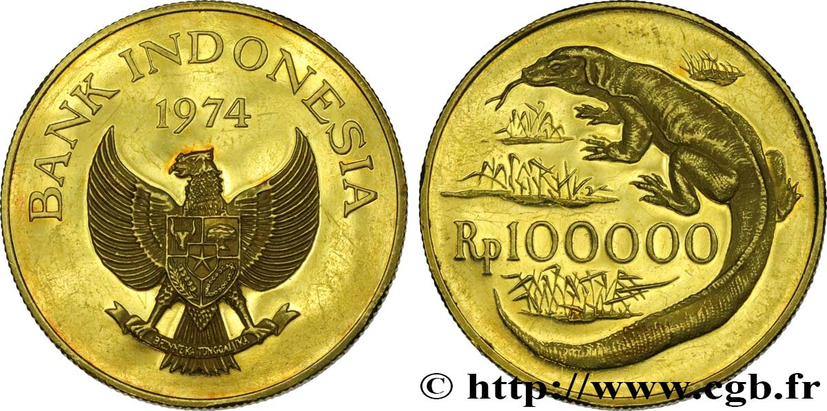 INDONESIA 100 000 Rupiah Proof 1974  EBC 