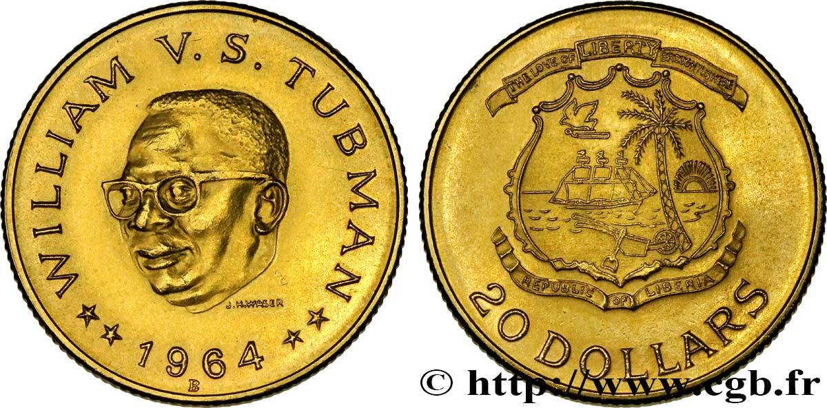 LIBÉRIA - RÉPUBLIQUE DU LIBÉRIA 20 Dollars 1964 Berne SUP/SPL 
