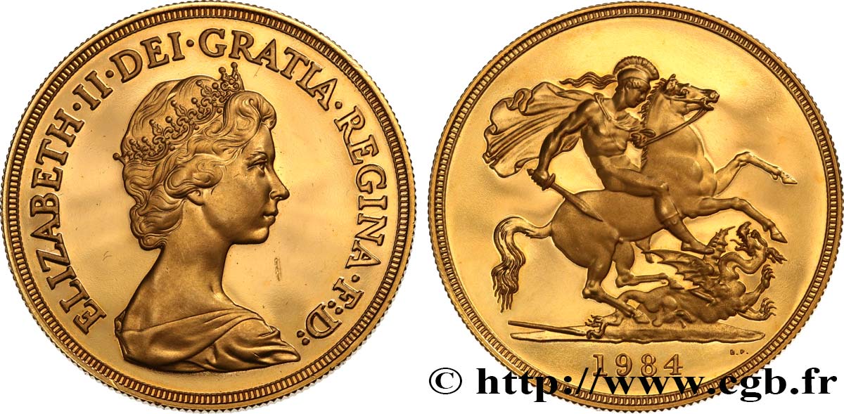 GROSSBRITANNIEN  - ELIZABETH II. 5 Pounds Proof 1984 Royal Mint fST 