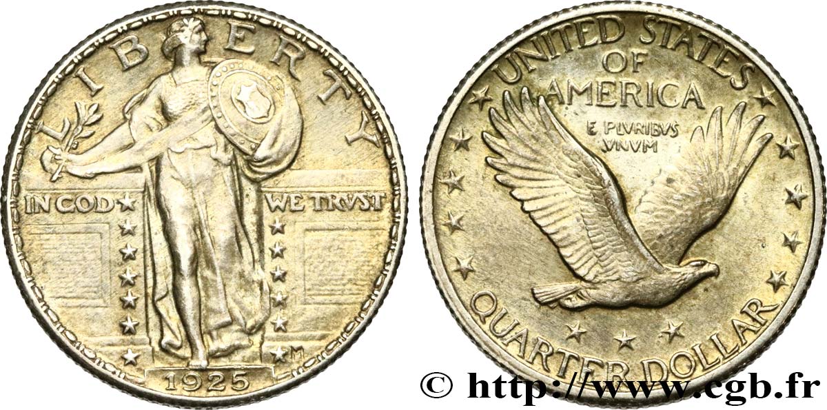 ESTADOS UNIDOS DE AMÉRICA 1/4 Dollar Liberté 1925 Philadelphie MBC+/EBC 