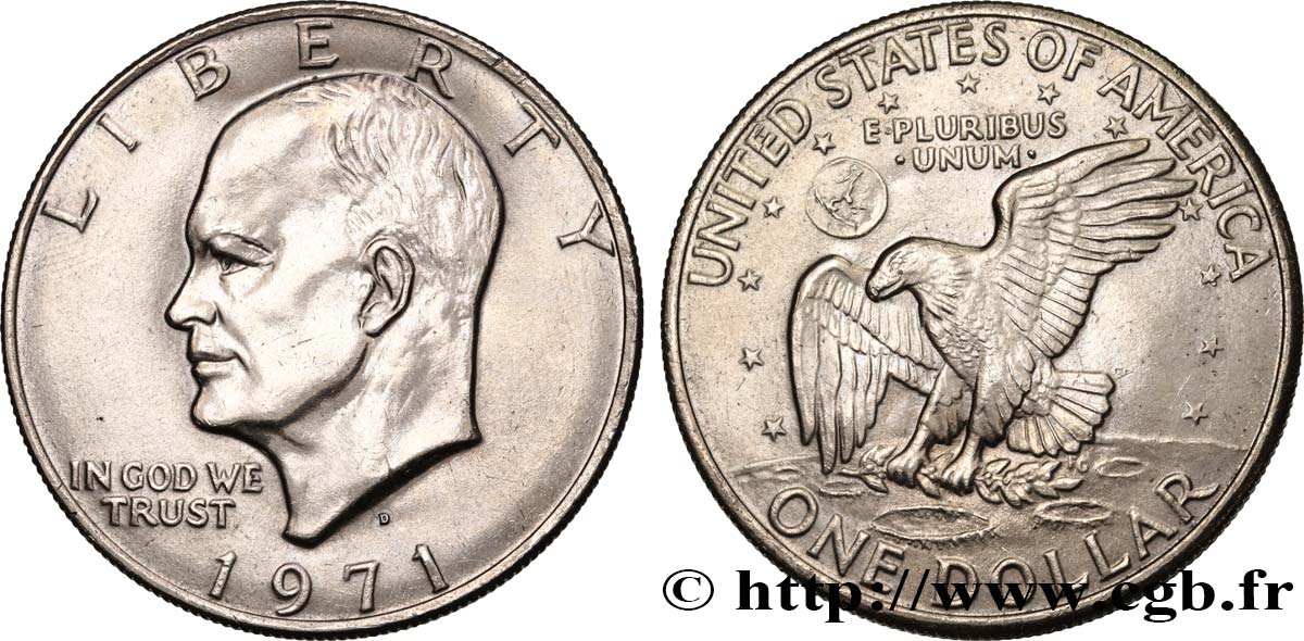 UNITED STATES OF AMERICA 1 Dollar Eisenhower 1971 Denver - D MS 