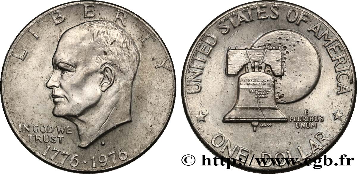 VEREINIGTE STAATEN VON AMERIKA 1 Dollar Eisenhower Bicentenaire variété 2 1976 Denver - D VZ 