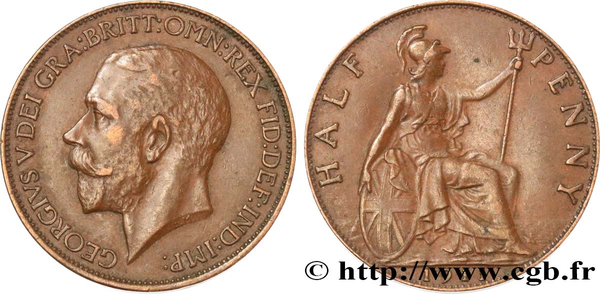 ROYAUME-UNI 1/2 Penny Georges V 1911  TTB 