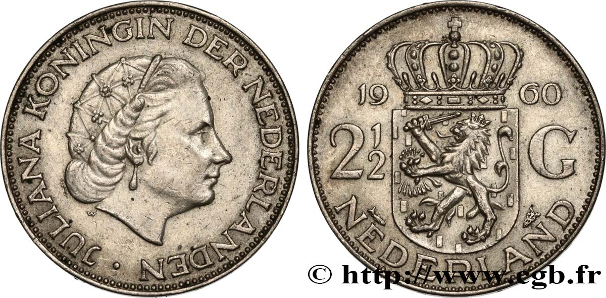 PAESI BASSI 2 1/2 Gulden Juliana 1960 Utrecht q.SPL 
