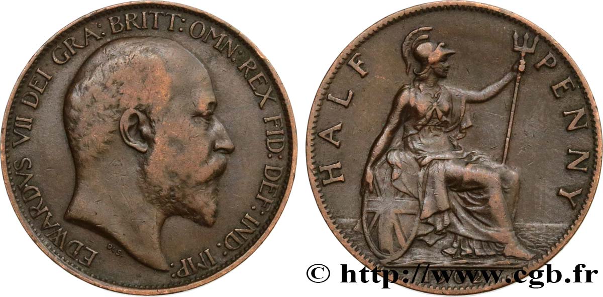 ROYAUME-UNI 1/2 Penny Edouard VII 1902  TTB 