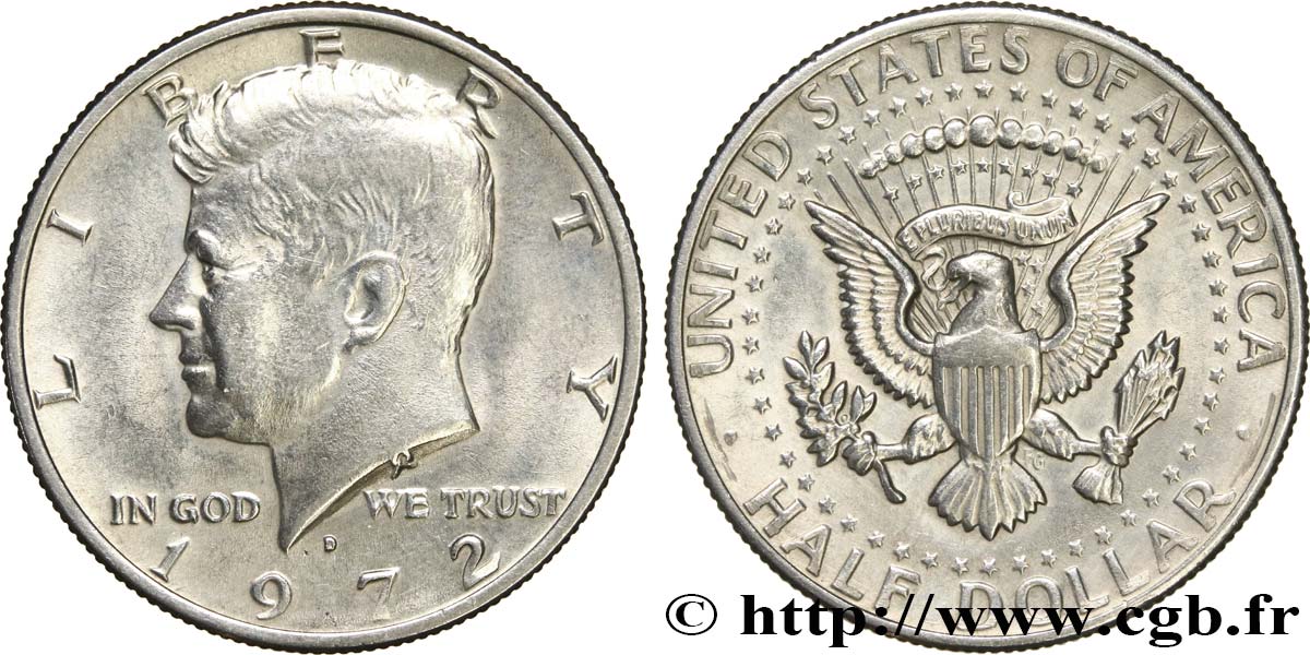 VEREINIGTE STAATEN VON AMERIKA 1/2 Dollar Kennedy 1972 Denver VZ 