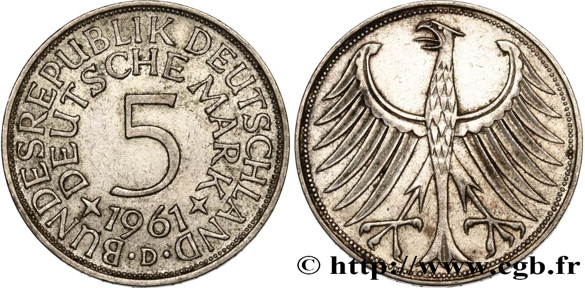 GERMANY 5 Mark aigle 1961 Munich - D AU 