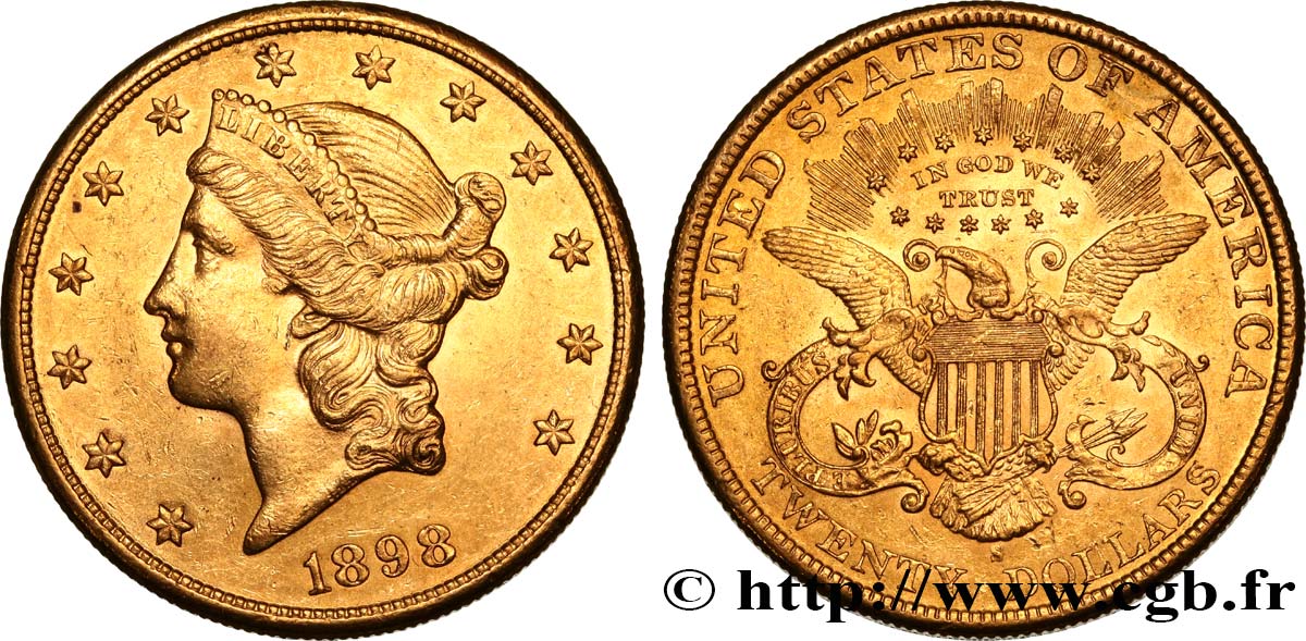 UNITED STATES OF AMERICA 20 Dollars  Liberty  1898 San Francisco AU/MS 