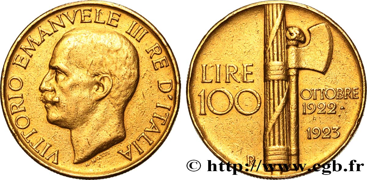 ITALY - KINGDOM OF ITALY - VICTOR-EMMANUEL III 100 Lire 1923 Rome VF 