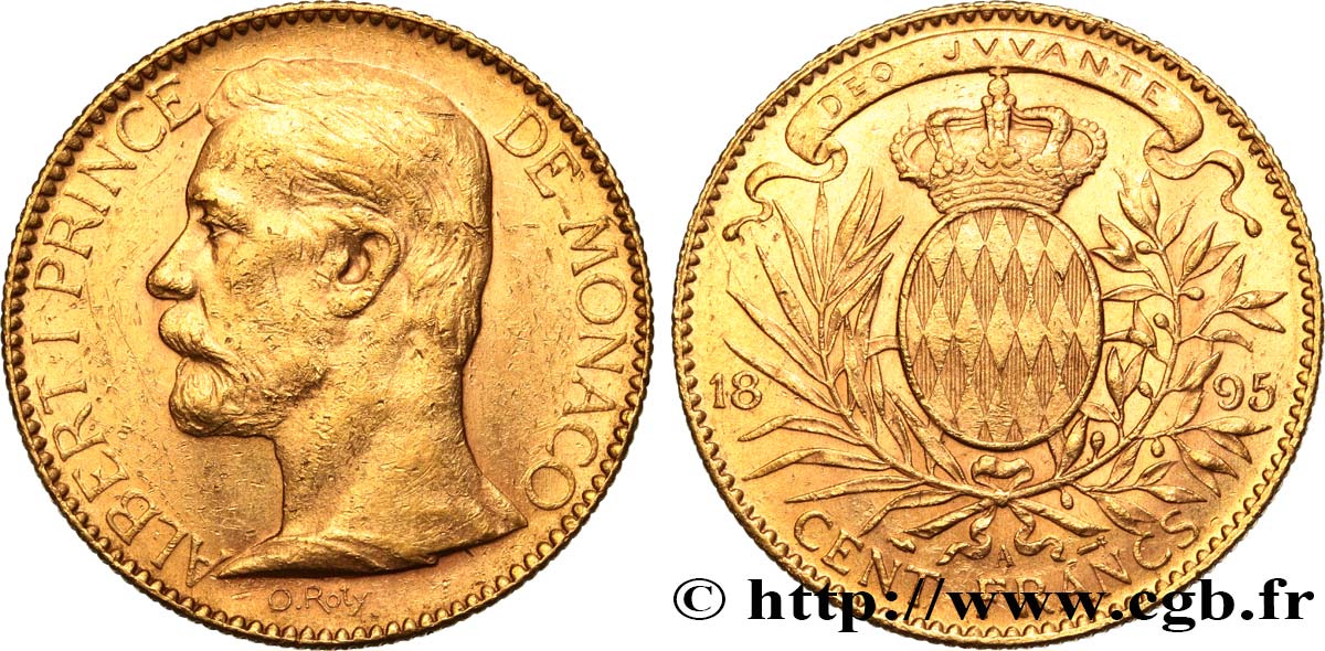 MONACO 100 Francs or Albert Ier 1895 Paris EBC 