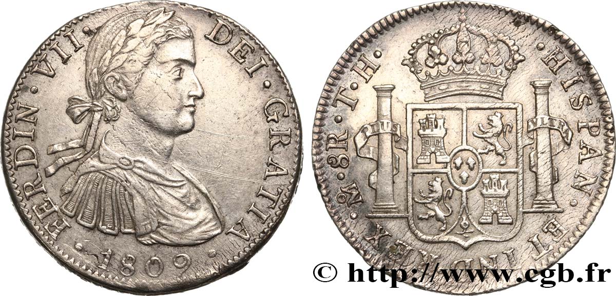 MEXIQUE 8 Reales Ferdinand VII 1809 Mexico TTB/TTB+ 