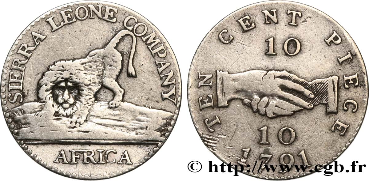 SIERRA LEONE 10 Cents Sierra Leone Company 1791  VF 