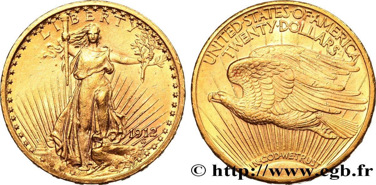 ÉTATS-UNIS D AMÉRIQUE 20 Dollars  Saint-Gaudens” 1912 Philadelphie SPL 