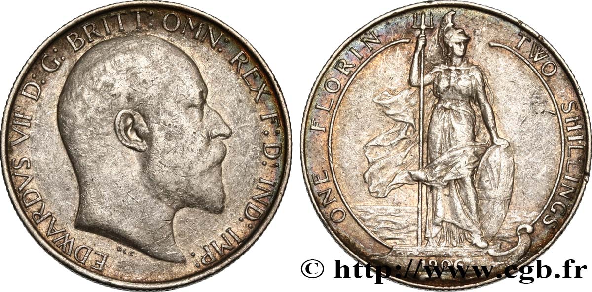 ROYAUME-UNI 1 Florin Edouard VII 1906  TTB 