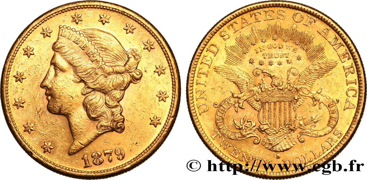 UNITED STATES OF AMERICA 20 Dollars  Liberty  1879 San Francisco AU/AU 