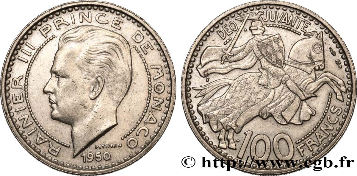 MONACO 100 Francs Rainier III 1950 Paris BB 