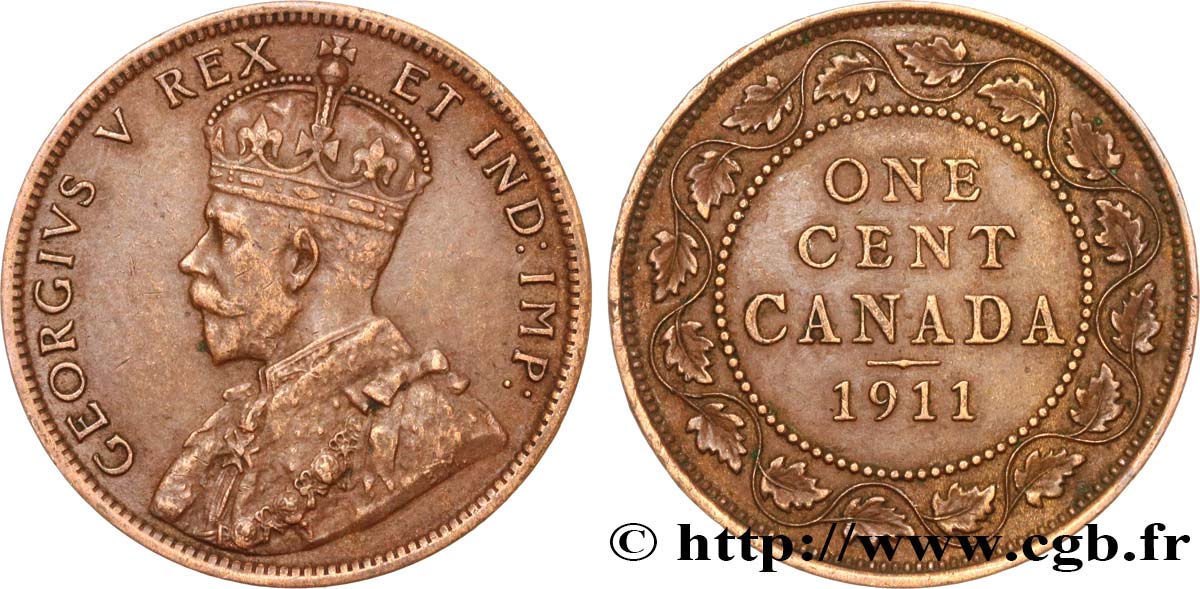 CANADA 1 Cent Georges V 1911  XF 
