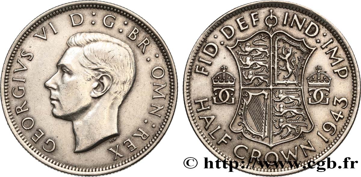 REINO UNIDO 1/2 Crown Georges VI 1943  MBC 