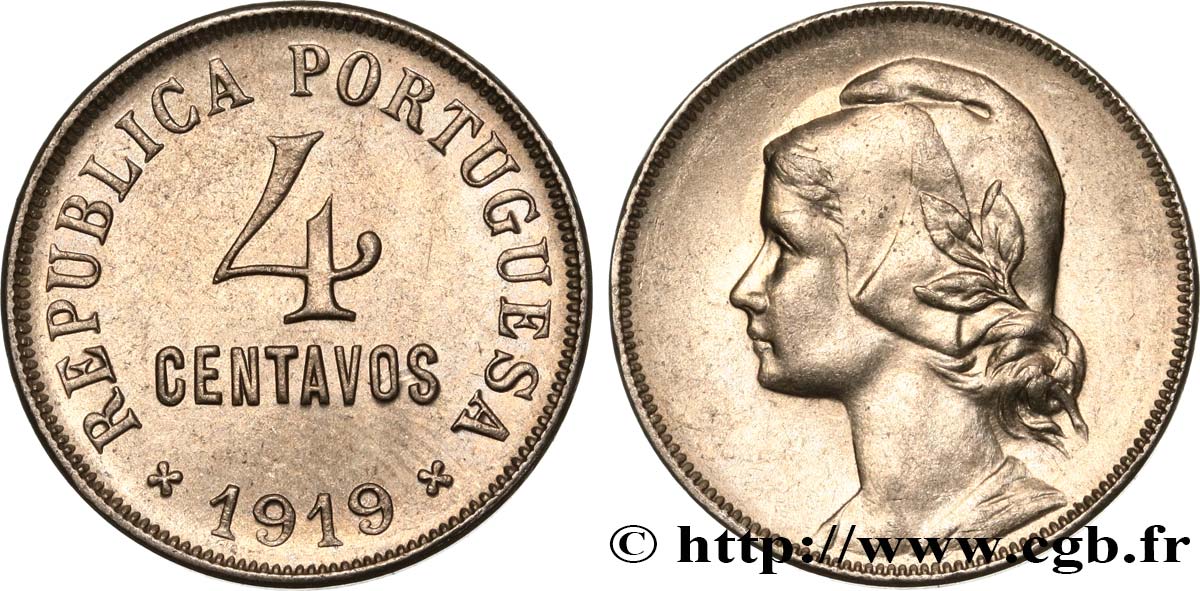 PORTUGAL 4 Centavos 1919  AU 